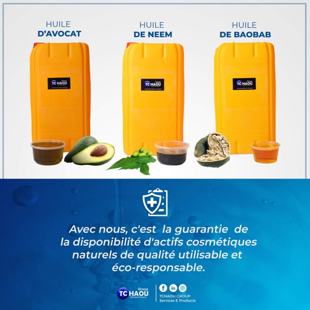 trois huiles végétales cosmétiques à privilégier dans la formulation de vos cosmétiques naturels disponible à TCHAOU Group Services E Products
