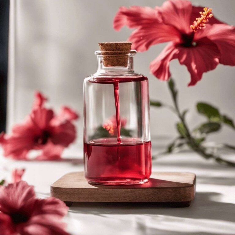 photo illustratrice de l'huile d'hibiscus vierge